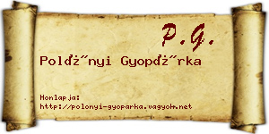 Polónyi Gyopárka névjegykártya